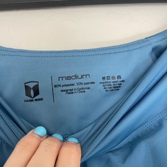 Blue Athletic Shorts with Elastic Waistband - Picture 2 of 4